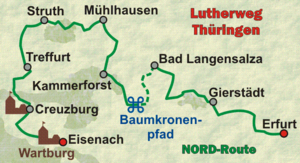 Lutherweg in Thüringen | NORD Route - von Erfurt über den